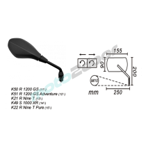 LUSTERKO PRAWE BMW R1200GS/R NINE T PURE POWER FORCE