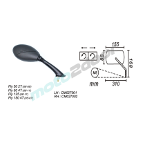 LUSTERKO PRAWE PIAGGIO FLY 50/125/150 2005-2011 POWER FORCE