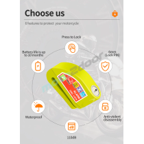 BLOKADA ANTYKRADZIEŻOWA DISC LOCK Z ALARMEM 110DB CZERWONA