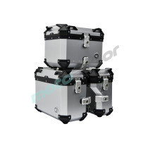 ZESTAW 3 KUFRÓW ALUMINIOWYCH (30L ASYMETRYCZNY + 36L + 45L) COOCASE SREBRNY