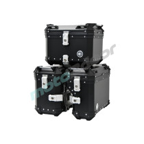 ZESTAW 3 KUFRÓW ALUMINIOWYCH (30L ASYMETRYCZNY + 36L + 45L) COOCASE CZARNY Z TORBĄ WEWNĘTRZNĄ