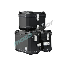 ZESTAW 3 KUFRÓW ALUMINIOWYCH (30L ASYMETRYCZNY + 36L + 45L) COOCASE CZARNY Z TORBĄ WEWNĘTRZNĄ