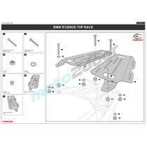 ZESTAW STELAŻY KUFER CENTRALNY + BOCZNE COOCASE BMW  R1200GS/R1250GS 2010-2023 PRAWY KUFER ASYMETRYCZNY