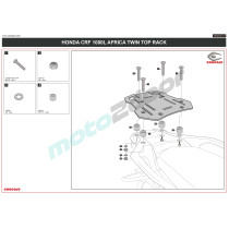 ZESTAW STELAŻY KUFER CENTRALNY + BOCZNE COOCASE HONDA AFRICA TWIN 1000 2016-2017 PRAWY KUFER ASYMETRYCZNY