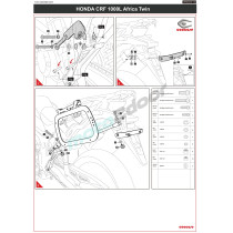 ZESTAW STELAŻY KUFER CENTRALNY + BOCZNE COOCASE HONDA AFRICA TWIN 1000 2016-2017 PRAWY KUFER ASYMETRYCZNY