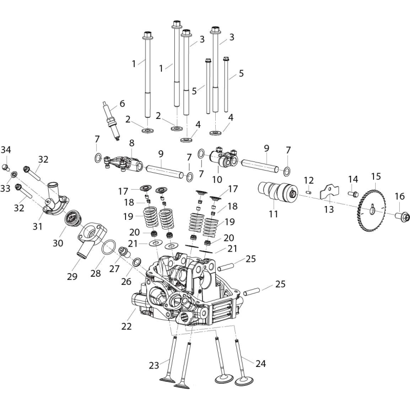 E05 PRZEDNI GŁOWICA CYLINDRA ZESPÓŁ