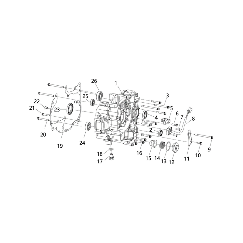 E07 LEWY CCRANKCASE PODZESPÓŁ